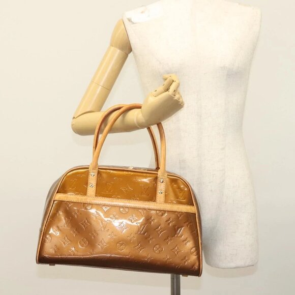 LOUIS VUITTON Monogram Vernis Tompkins Square Bag Bronze M91103 LV Auth 132209 - Picture 1 of 14